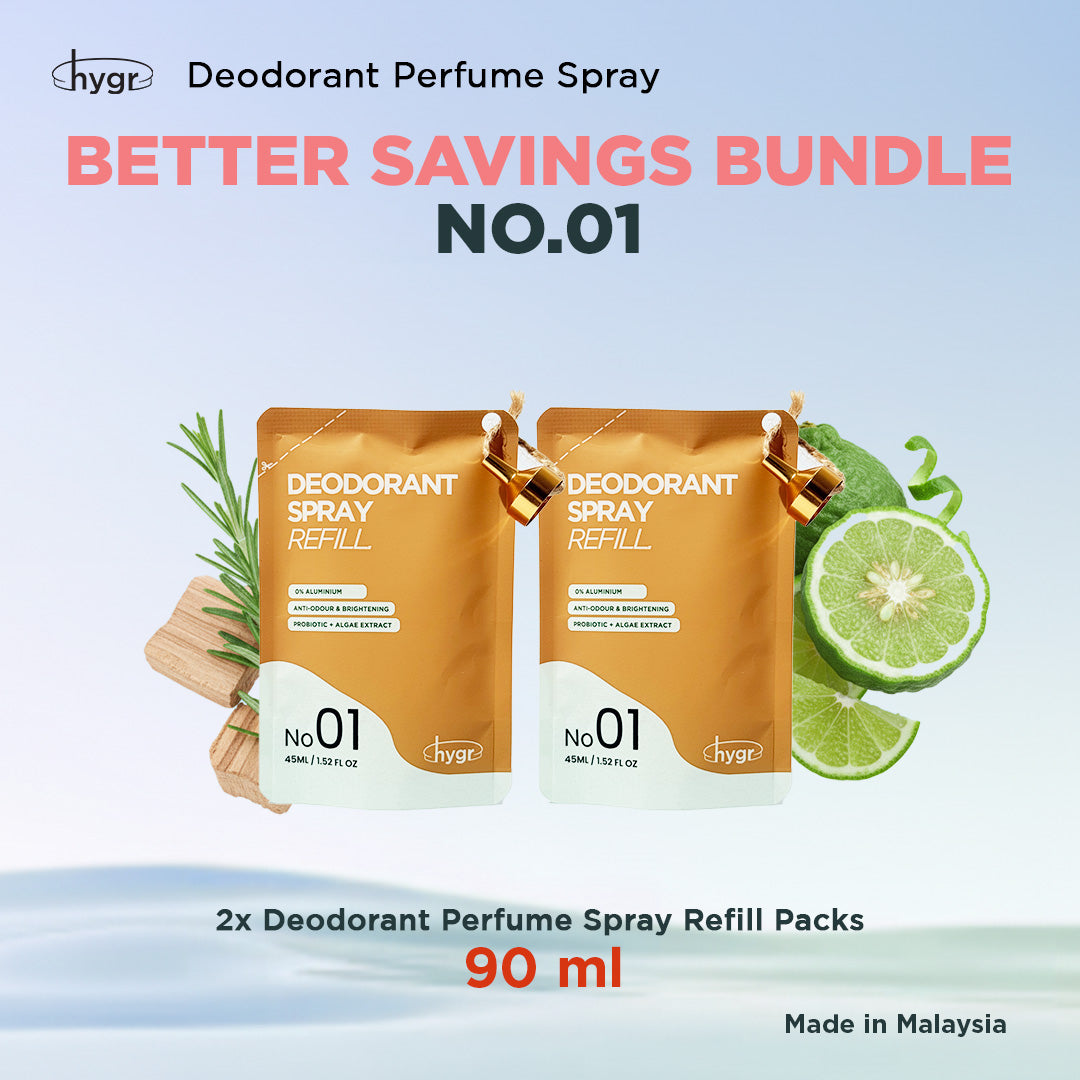 HYGR Natural Refillable Deodorant Spray Perfume｜Long-Lasting Odour Control｜Gentle on Skin｜Fresh, Clean Daily Body Scent