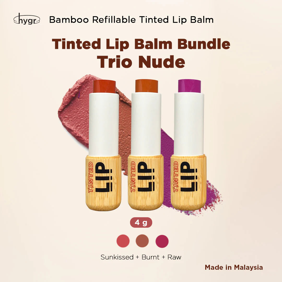 [Lip Balm] Bamboo Refillable Natural Tinted Lip Balm + 2 % Hyaluronic Acid