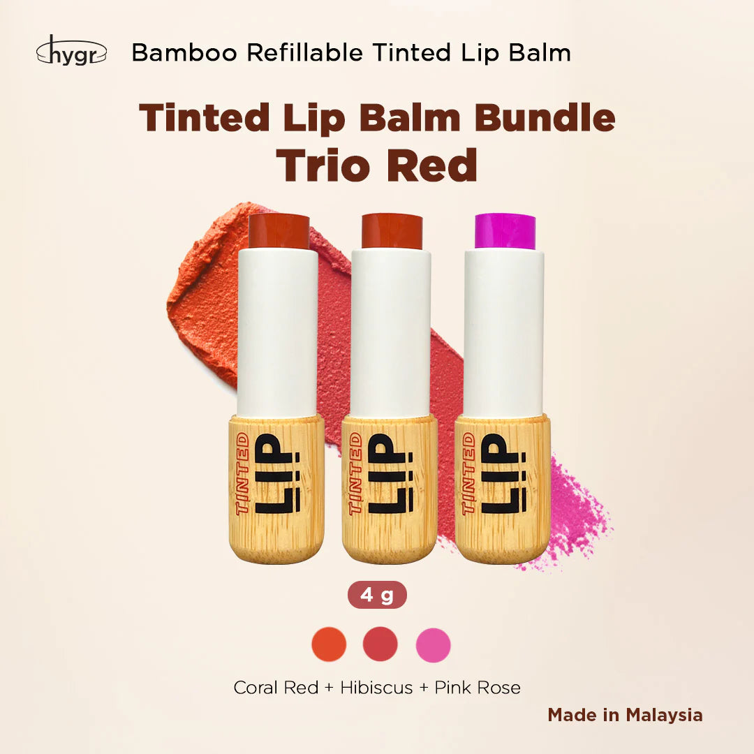 [Lip Balm] Bamboo Refillable Natural Tinted Lip Balm + 2 % Hyaluronic Acid