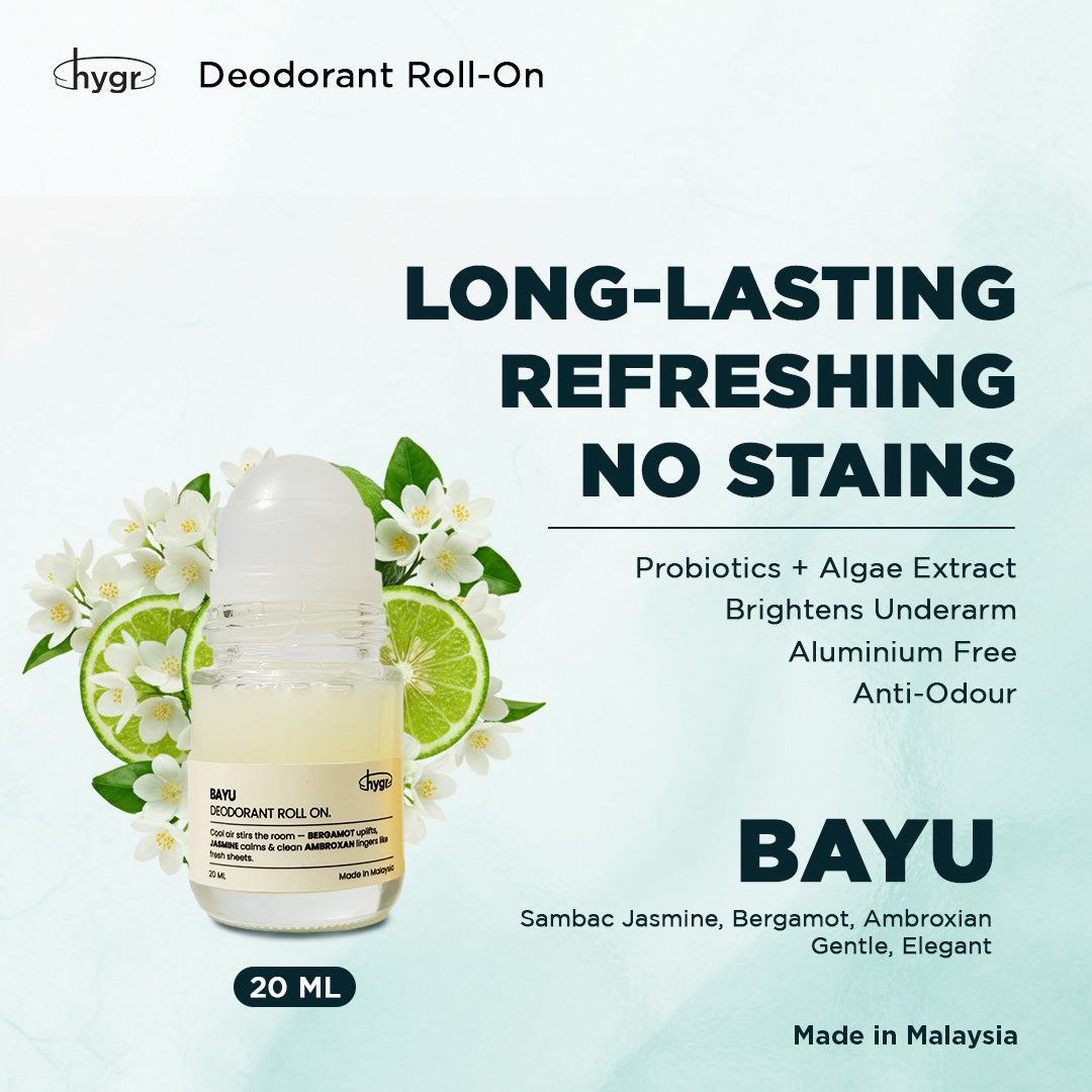 HYGR Deodorant Roll-On｜Long-Lasting Odour Control｜Gentle on Skin｜Fresh, Clean Daily Body Scent | Easy to use