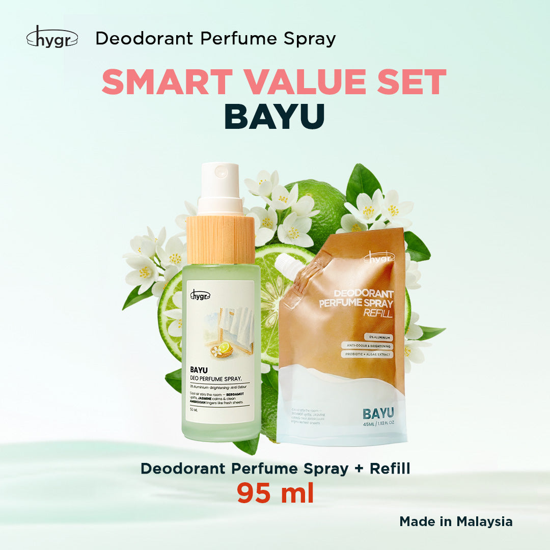 HYGR Natural Refillable Deodorant Spray Perfume｜Long-Lasting Odour Control｜Gentle on Skin｜Fresh, Clean Daily Body Scent