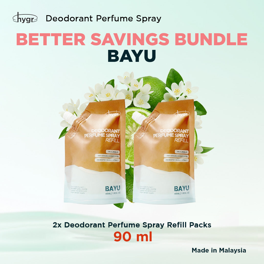 HYGR Natural Refillable Deodorant Spray Perfume｜Long-Lasting Odour Control｜Gentle on Skin｜Fresh, Clean Daily Body Scent