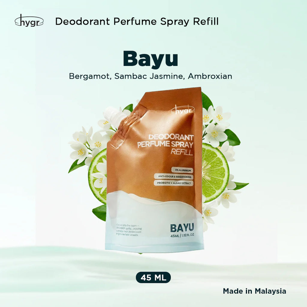 HYGR Natural Refillable Deodorant Spray Perfume｜Long-Lasting Odour Control｜Gentle on Skin｜Fresh, Clean Daily Body Scent