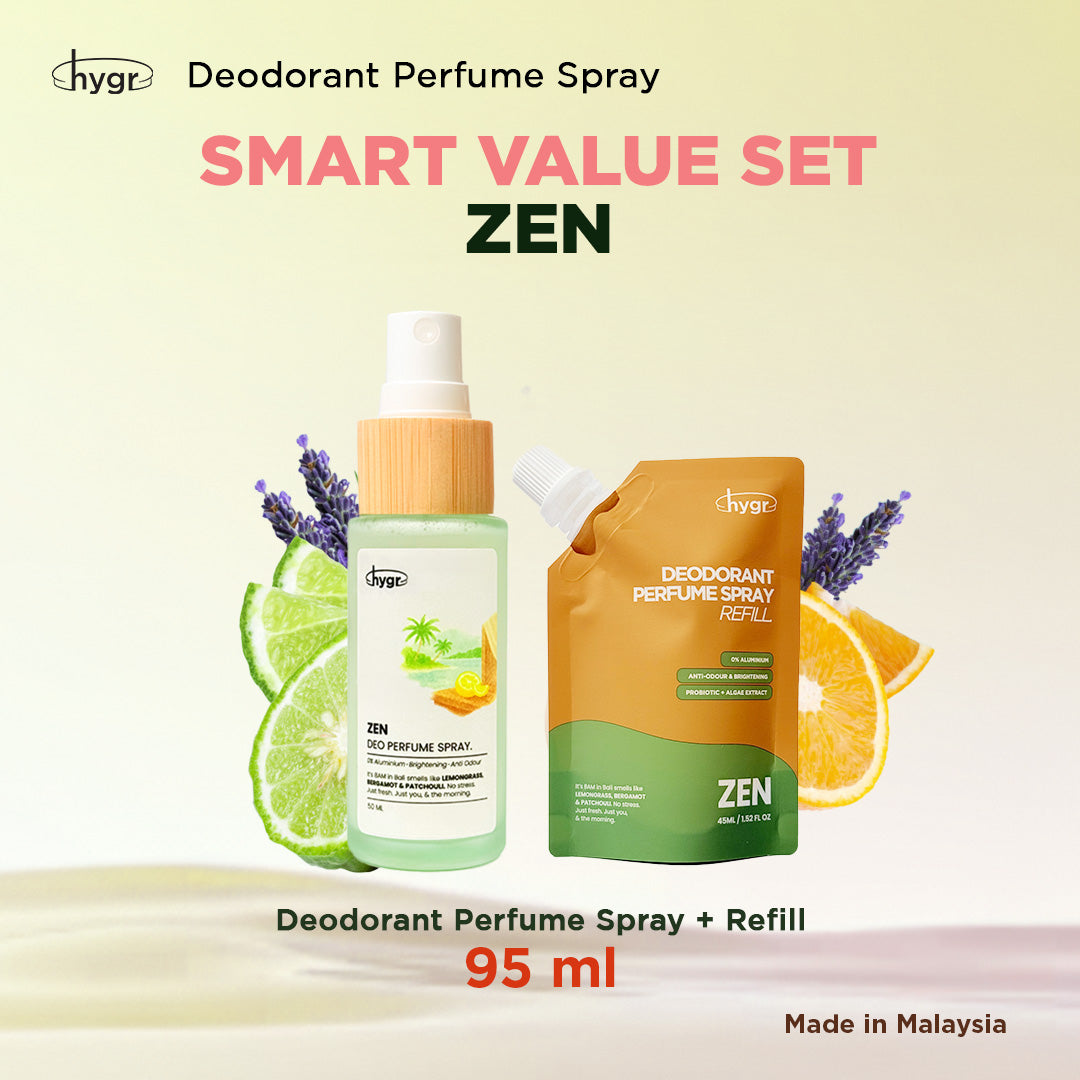 HYGR Natural Refillable Deodorant Spray Perfume｜Long-Lasting Odour Control｜Gentle on Skin｜Fresh, Clean Daily Body Scent
