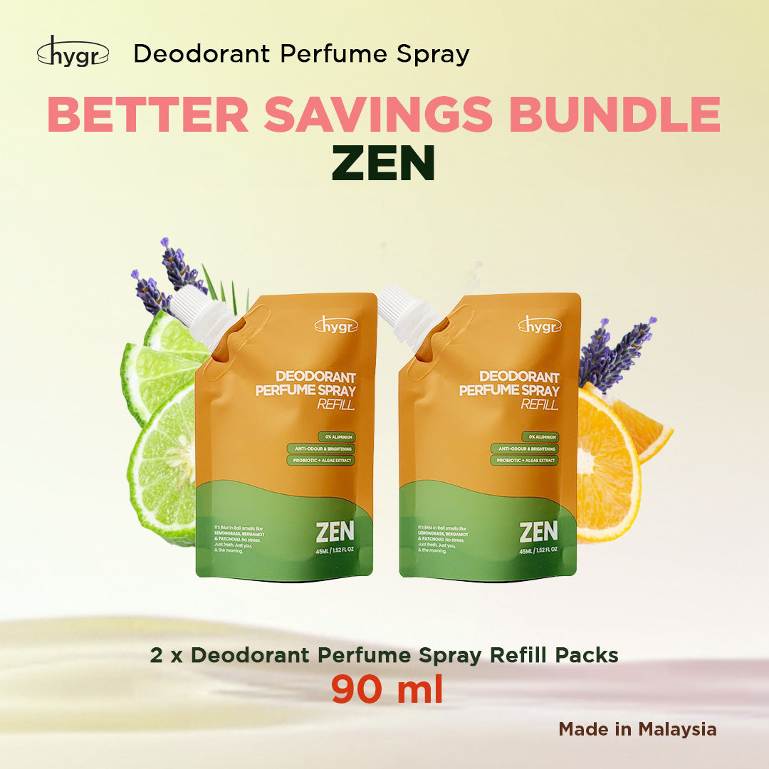 HYGR Natural Refillable Deodorant Spray Perfume｜Long-Lasting Odour Control｜Gentle on Skin｜Fresh, Clean Daily Body Scent